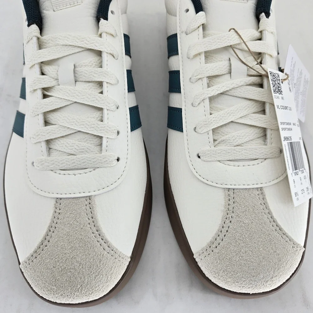 Adidas VL Court 3.0 Mens Sneakers White Teal Gum JR8635 Size 9.5 New in Box - Picture 14 of 16